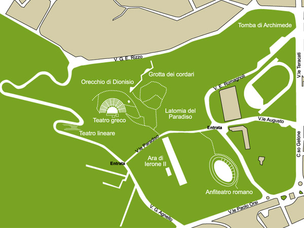 Siracusa - Mappa del parco Archeologico della Neapolis